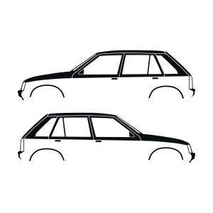 オペル・コルサA、ボクスホール・ノヴァ5ドアハッチバック用カーシルエットデカールステッカー2枚セット ブラック