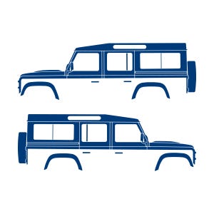 Juego de 2 pegatinas con silueta de coche para Land Rover Defender 110 Classic Wagon Azul