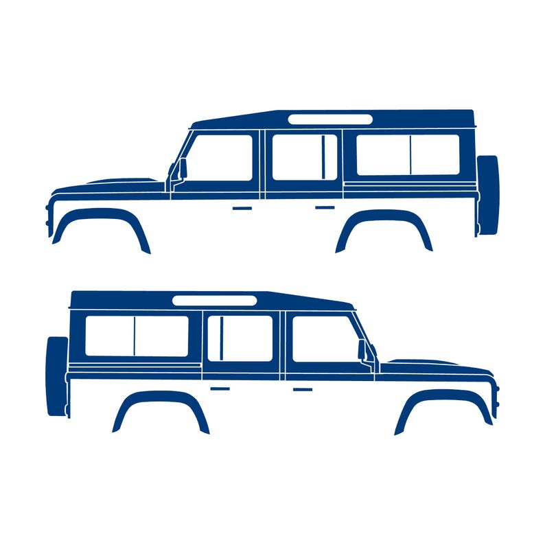 Juego de 2 pegatinas con silueta de coche para Land Rover Defender 110 Classic Wagon Azul