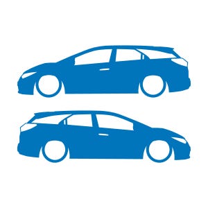 Set Of 2 Lowered Car Silhouette Decal Stickers For Honda Civic 9th Gen Tourer Sky Blue