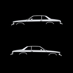 Set Of 2 Lowered Car Silhouette Decal Stickers For Chevrolet Malibu G-Body Coupe White