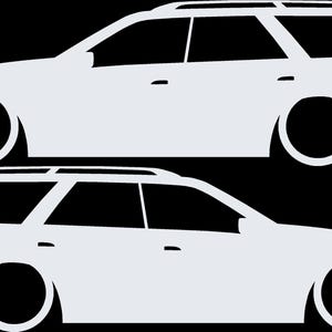 Juego de 2 pegatinas decorativas con silueta de coche rebajado para Nissan Stagea 1996-98 WC34 Zenki Wagon Blanco