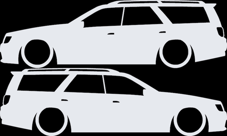 Juego de 2 pegatinas decorativas con silueta de coche rebajado para Nissan Stagea 1996-98 WC34 Zenki Wagon Blanco