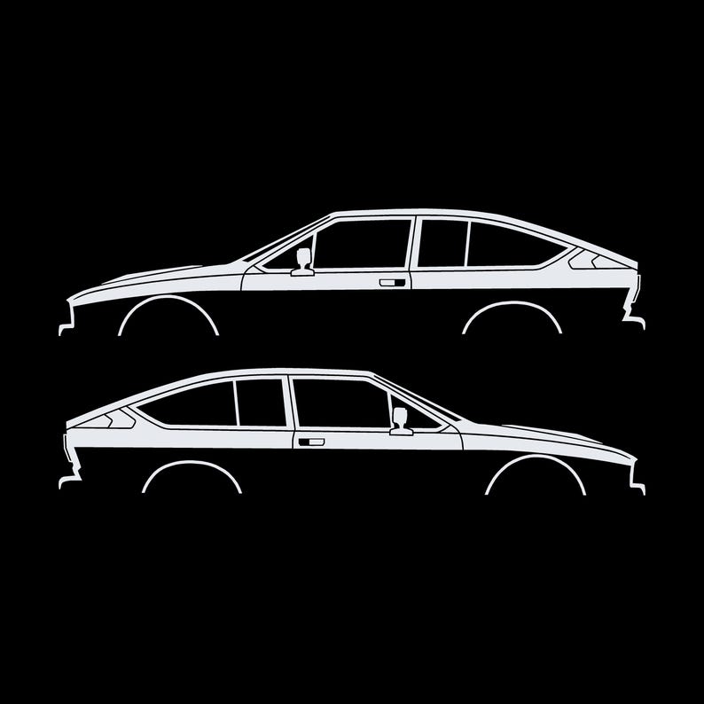 Set van 2 autosilhouet-stickers voor de Alfa Romeo GTV6 Coupé afbeelding 3