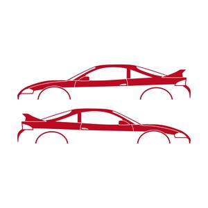 Set Of 2 Car Silhouette Decal Stickers For Mitsubishi Eclipse 2nd Gen 2Gb 1997-99 GS-T GSX Rear Spoiler Red