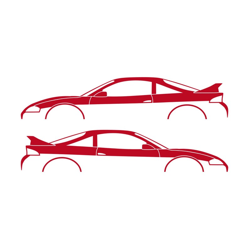 Set Of 2 Car Silhouette Decal Stickers For Mitsubishi Eclipse 2nd Gen 2Gb 1997-99 GS-T GSX Rear Spoiler Red