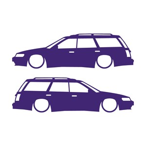 Set mit 2 Aufklebern für tiefergelegte Fahrzeuge für Subaru Legacy 1st Gen Wagon Lila