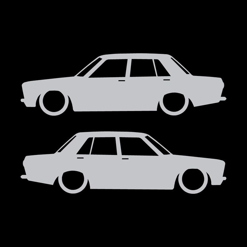 Set med 2 sänkta silhuettdekaler för Datsun 510 Bluebird Sedan 2-dörrars Coupé bild 16
