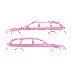 Set Of 2 Car Silhouette Decal Stickers For BMW E61 5-series Touring Soft Pink