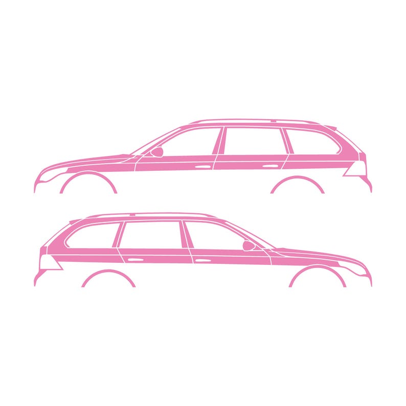 Set Of 2 Car Silhouette Decal Stickers For BMW E61 5-series Touring Soft Pink