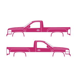 Set mit 2 Auto-Silhouette-Aufklebern für Chevrolet Silverado 2007-13 Einzelkabine Rosa