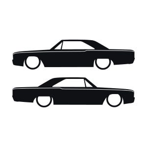 Set med 2 silhuettdekaler för Dodge Dart 4:e generationen 1967-69 Classic Hardtop Coupe Svart