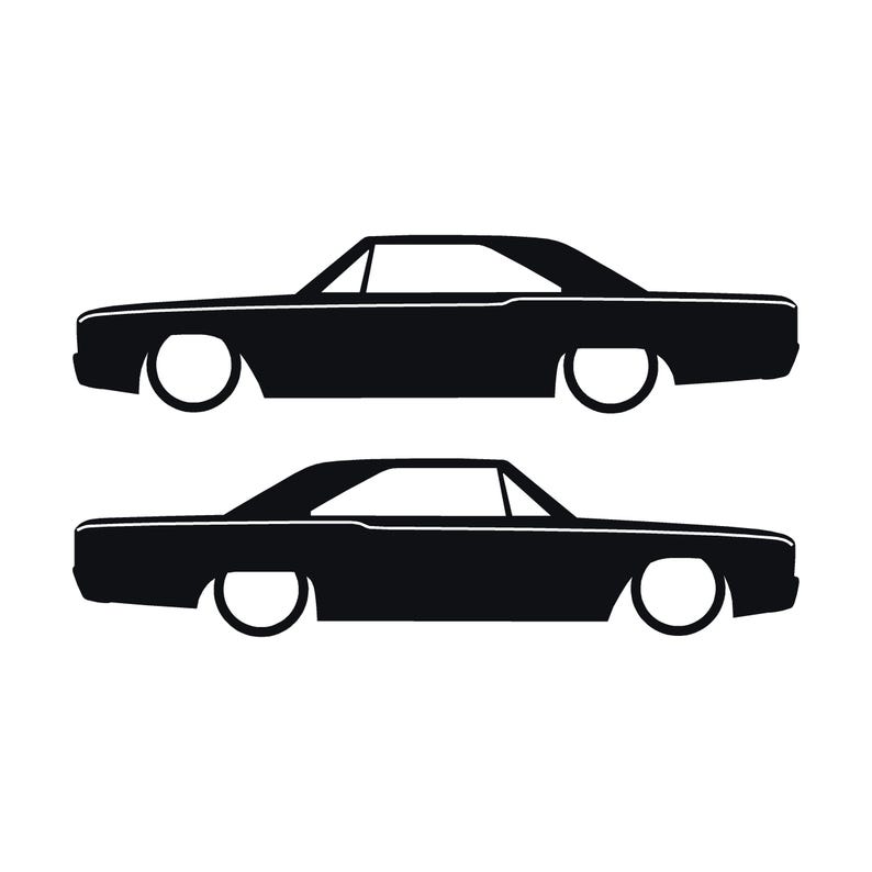 Set med 2 silhuettdekaler för Dodge Dart 4:e generationen 1967-69 Classic Hardtop Coupe Svart