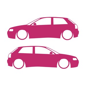 Set Of 2 Lowered Car Silhouette Decal Stickers For Audi A3 S3 8L 1996-2003 Pink