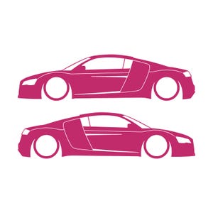 Juego de 2 pegatinas decorativas con silueta de coche rebajado para Audi R8 Coupé de primera generación (2007-2015) Rosa