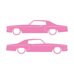 Set Of 2 Car Silhouette Decal Stickers For Chevrolet Monte Carlo 3rd Gen Soft Pink