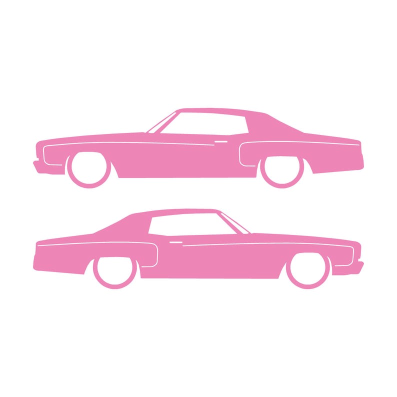 Set Of 2 Car Silhouette Decal Stickers For Chevrolet Monte Carlo 3rd Gen Soft Pink