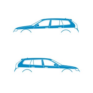 Juego de 2 pegatinas con silueta de coche para Saab 9-3 Early Spec 2nd Gen Sports Tourer Wagon Light Blue