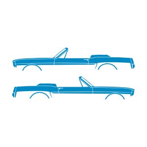 Set Of 2 Car Silhouette Decal Stickers For 1964-66 Ford Mustang Convertible Light Blue