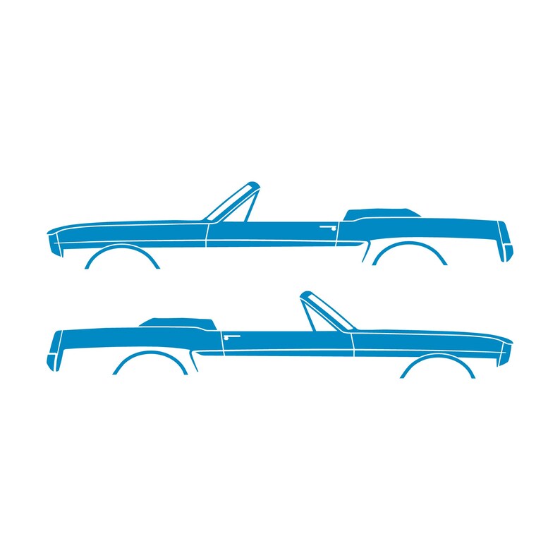 Set Of 2 Car Silhouette Decal Stickers For 1964-66 Ford Mustang Convertible Light Blue
