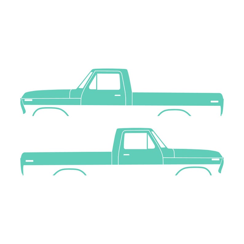 Juego de 2 calcomanías con silueta de auto para Ford F100 de sexta generación con caja corta. Mint