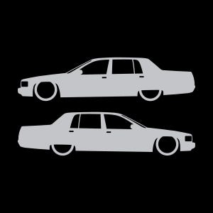Set Of 2 Lowered Car Silhouette Decal Stickers For Cadillac Fleetwood 2nd Gen 1993-96 Silver