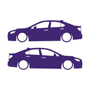 Juego de 2 pegatinas con silueta de coche rebajado para Subaru WRX VB 2022 Morado