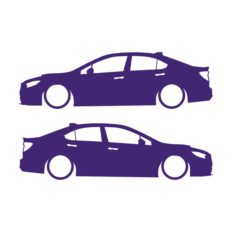Juego de 2 pegatinas con silueta de coche rebajado para Subaru WRX VB 2022 Morado