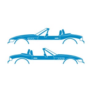 Set Of 2 Car Silhouette Decal Stickers For BMW Z3 Roadster Light Blue