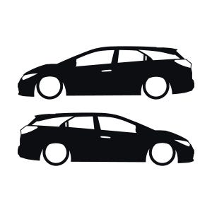 Set Of 2 Lowered Car Silhouette Decal Stickers For Honda Civic 9th Gen Tourer Black