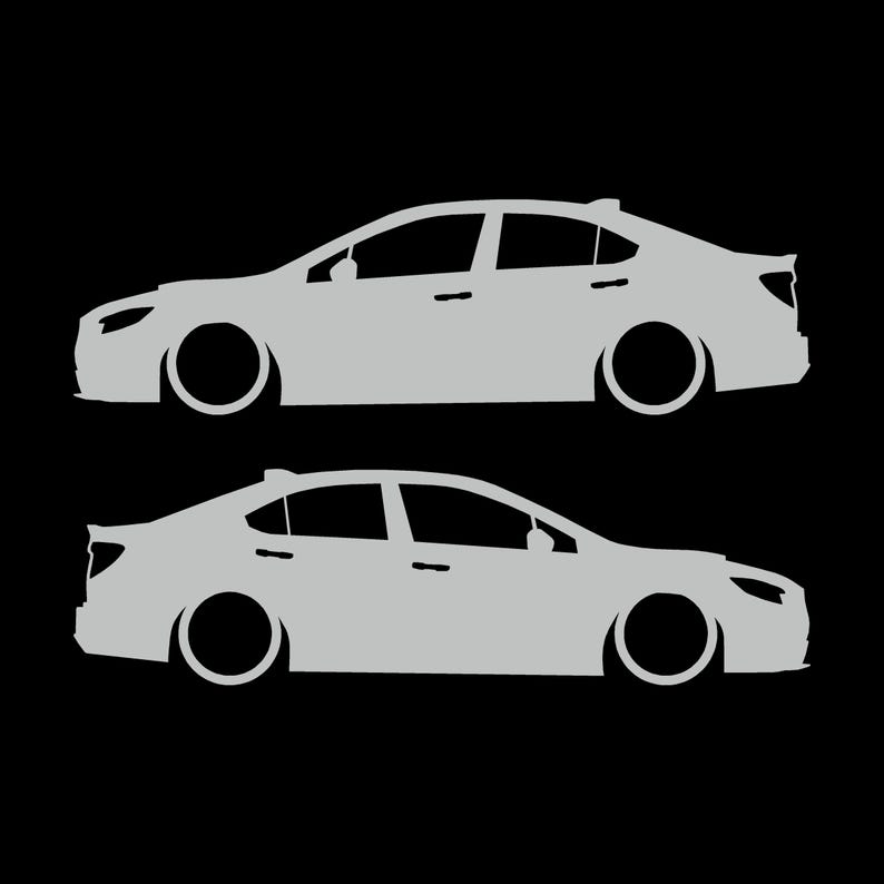 Juego de 2 pegatinas con silueta de coche rebajado para Subaru WRX VB 2022 Light Grey