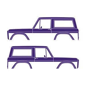 Set Of 2 Car Silhouette Decal Stickers For Classic Ford Bronco 1st Gen Top Removed Purple