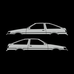 Set Of 2 Car Silhouette Decal Stickers For Toyota AE86 Corolla Levin Hatchback Light Grey