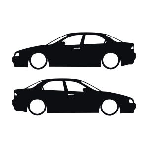 Set Of 2 Lowered Car Silhouette Decal Stickers For Alfa Romeo 156 Sedan Black