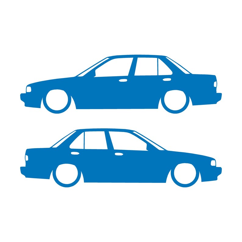 Juego de 2 pegatinas decorativas con silueta de coche rebajado para JDM para Nissan Sentra SE-R Sky Blue