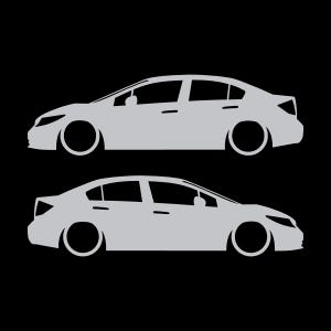Set Of 2 Lowered Car Silhouette Decal Stickers For Honda Civic FB 9th Gen Sedan Silver