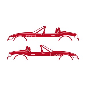 Set Of 2 Car Silhouette Decal Stickers For BMW Z3 Roadster Red