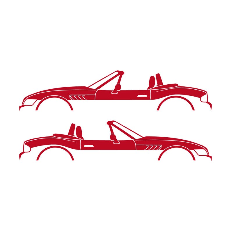 Set Of 2 Car Silhouette Decal Stickers For BMW Z3 Roadster Red