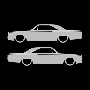 Set med 2 silhuettdekaler för Dodge Dart 4:e generationen 1967-69 Classic Hardtop Coupe Light Grey