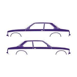 Juego de 2 pegatinas con silueta de coche para Opel Ascona C Coupé sedán de 2 puertas Morado
