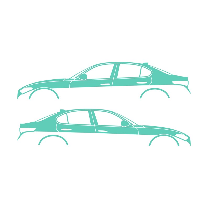 Set Of 2 Lowered Car Silhouette Decal Stickers For Alfa Romeo Giulia 952 2016 Mint