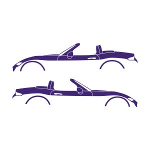 Set Of 2 Lowered Car Silhouette Decal Stickers For Mazda Miata MX5 ND Purple