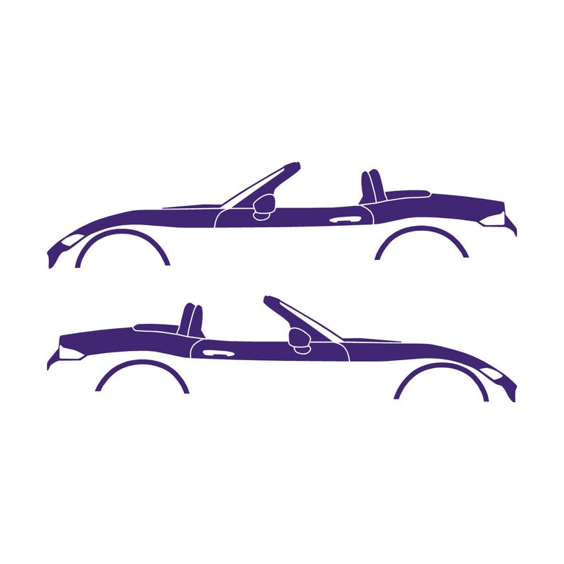 Set Of 2 Lowered Car Silhouette Decal Stickers For Mazda Miata MX5 ND Purple