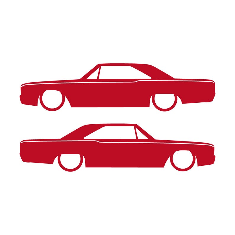 Set med 2 silhuettdekaler för Dodge Dart 4:e generationen 1967-69 Classic Hardtop Coupe Röd
