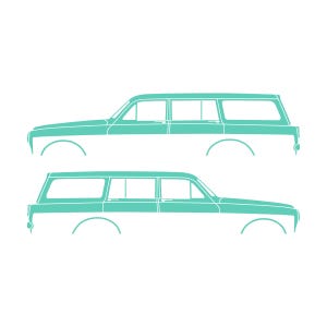 Juego de 2 pegatinas con silueta de coche para Volvo Amazon 122 Wagon Mint