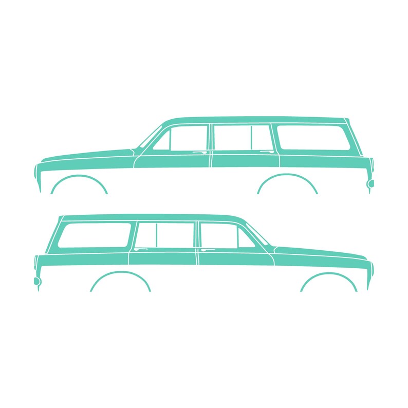 Juego de 2 pegatinas con silueta de coche para Volvo Amazon 122 Wagon Mint