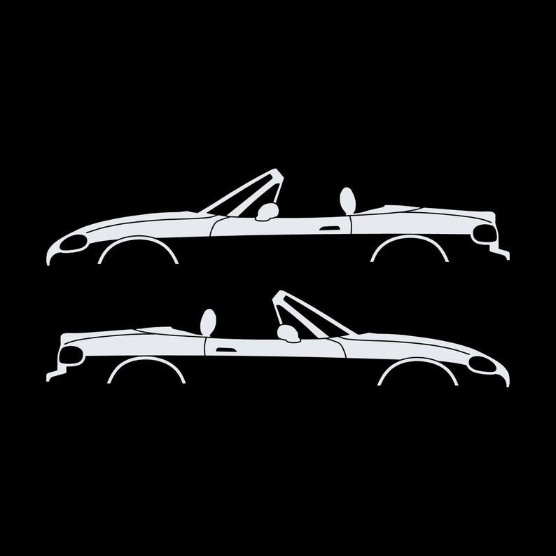 Set Of 2 Lowered Car Silhouette Decal Stickers For Mazda Miata MX5 NB image 3