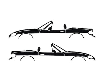Set Of 2 Car Silhouette Decal Stickers For Mazda Miata MX5 NB Roadster
