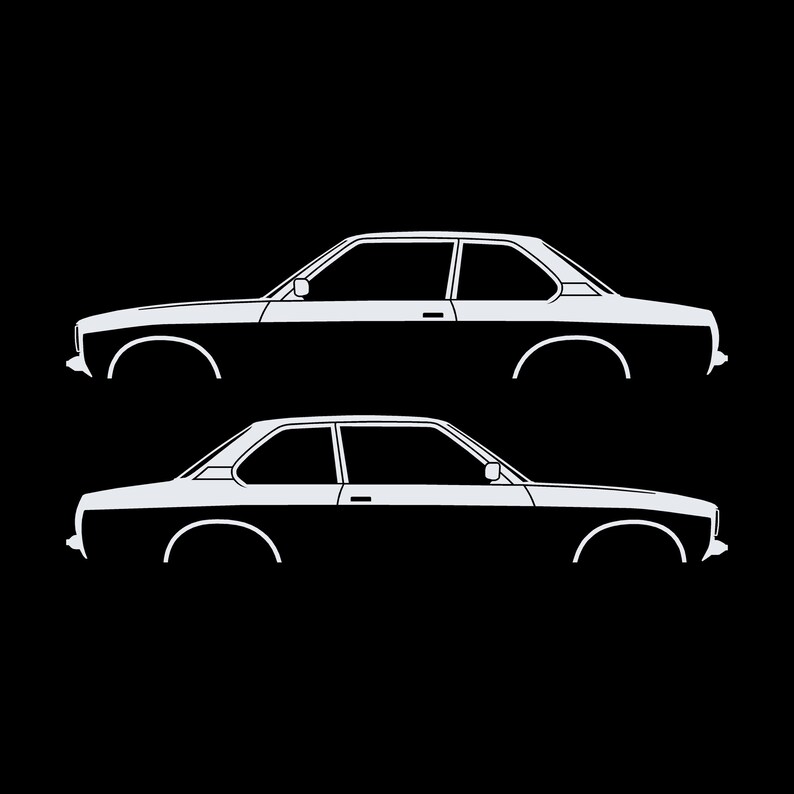 Juego de 2 pegatinas con silueta de coche para Opel Ascona C Coupé sedán de 2 puertas Blanco