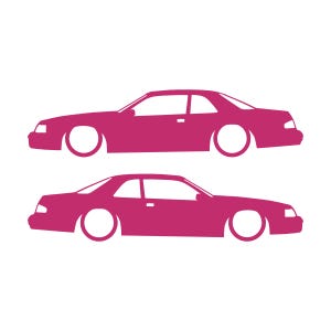 Set van 2 autosilhouet-stickers voor de Ford Thunderbird 9e generatie coupé Roze